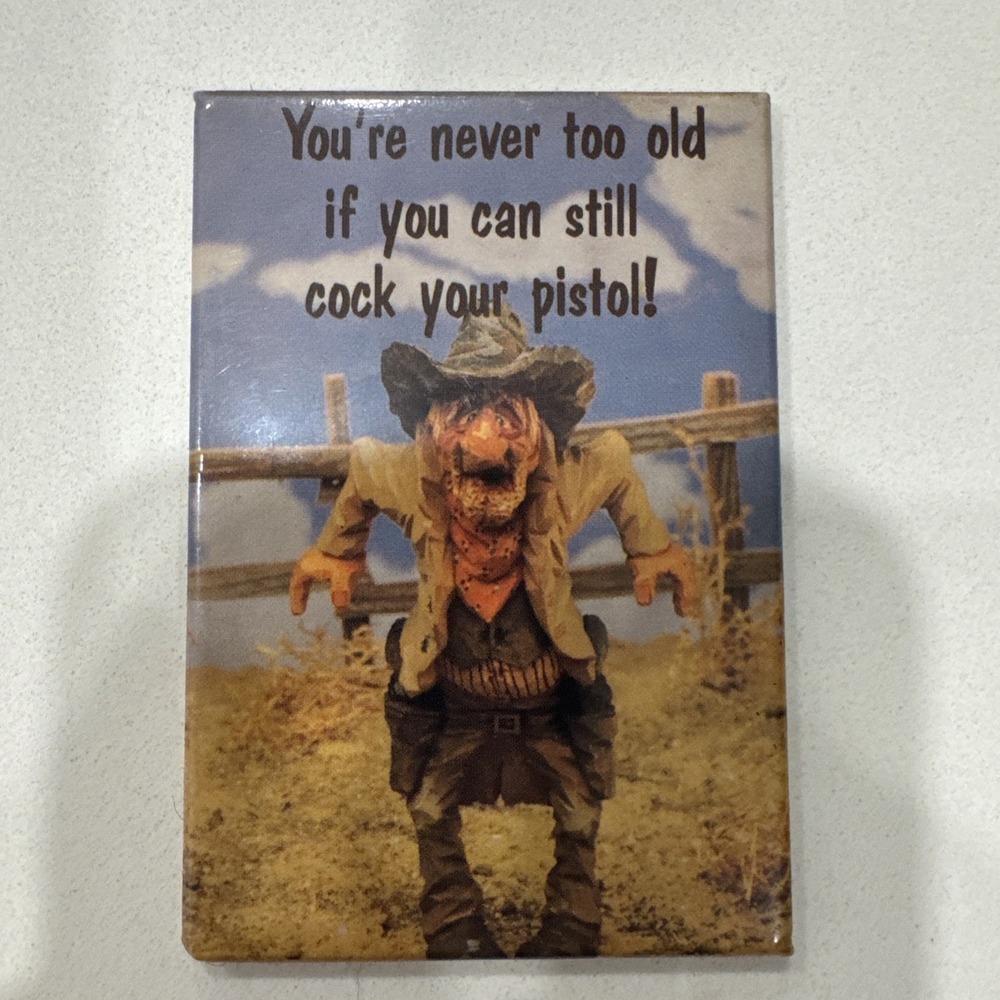 Vintage Cowboy Old Man Refrigerator Magnet With Saying Chris Hammock 1990